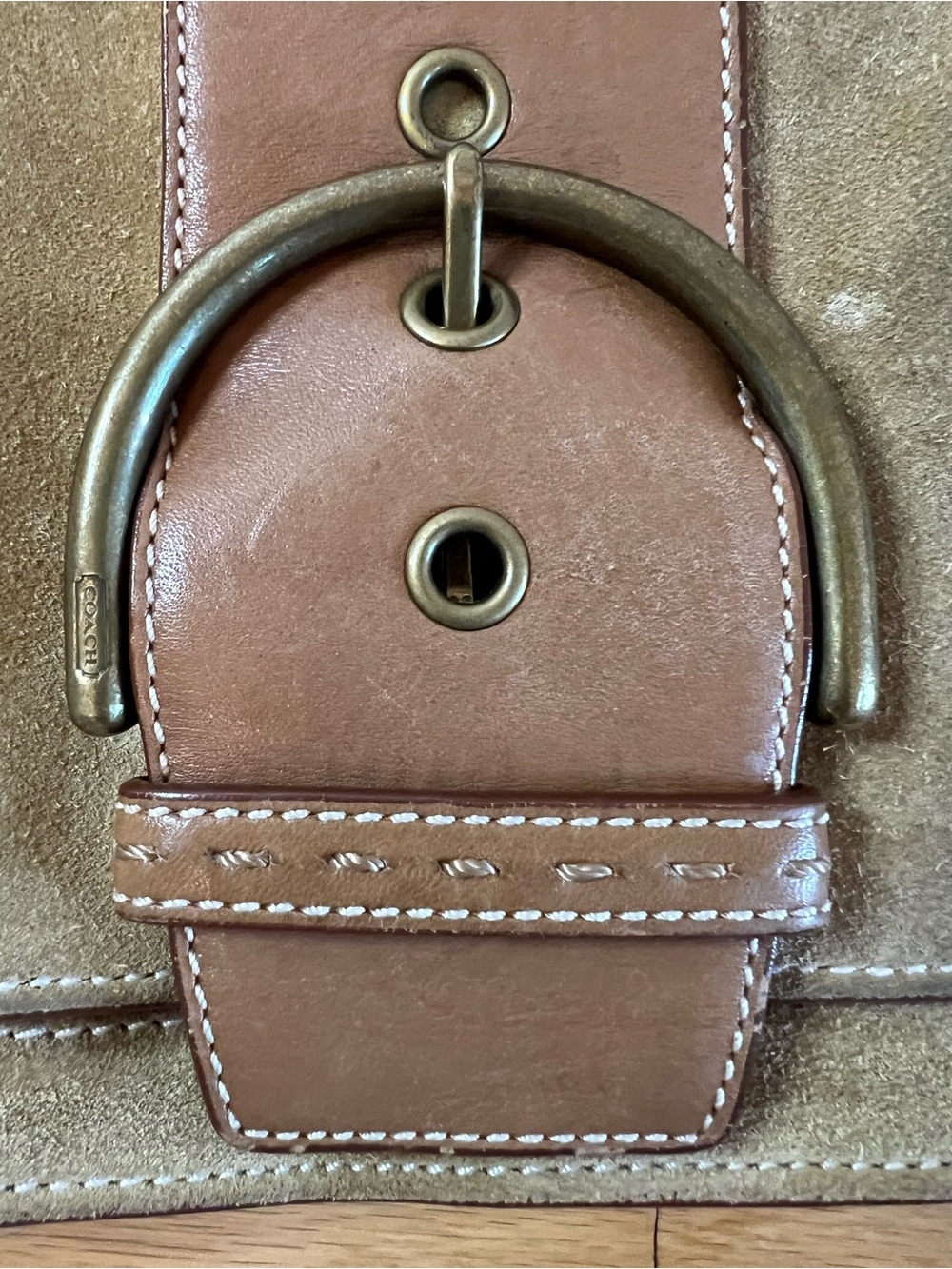 VTG Coach Y2K Soho Tan Suede Large Flap Shoulder Bag 9664 - Full Set W/ Box! - Picture 9 of 14